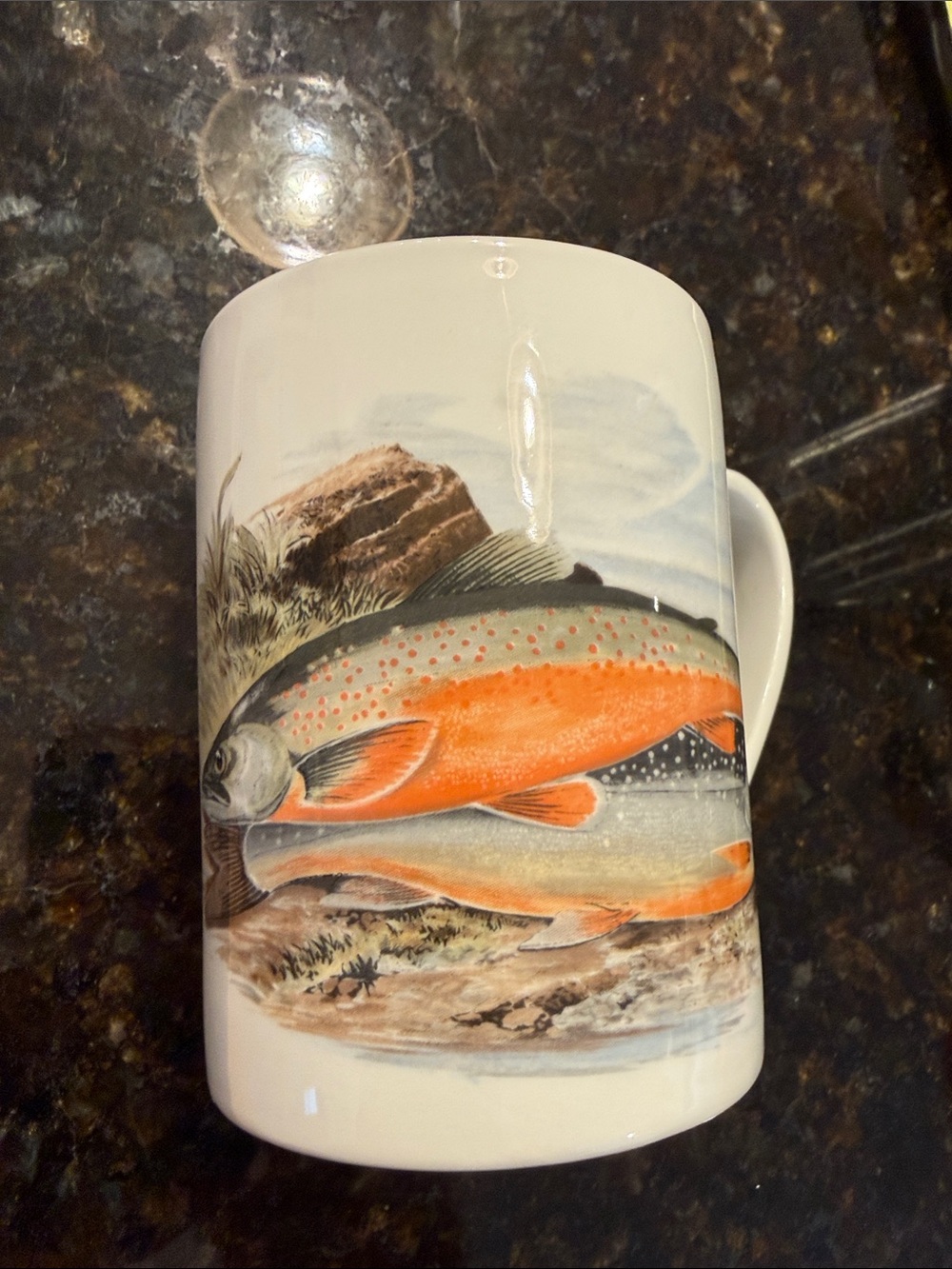 Portmeirion Complete Angler Mug with Alpine Char Illustration - Discontinued